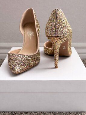 Jessica Simpson Glitter Heels Size 9 ✨ Multicolor Sparkle Stiletto Pumps